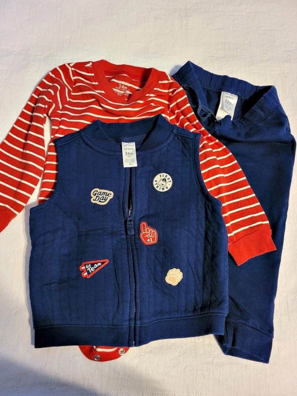 Carter's 3-Piece Little Character Vest Set Baby 24M Blue & Red
